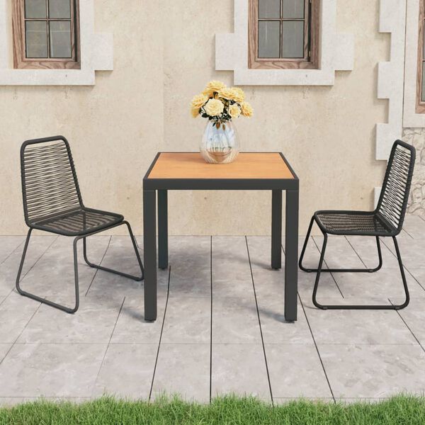 vidaXL Dining Set Black and Brown PVC Rattan Compact Lightweight