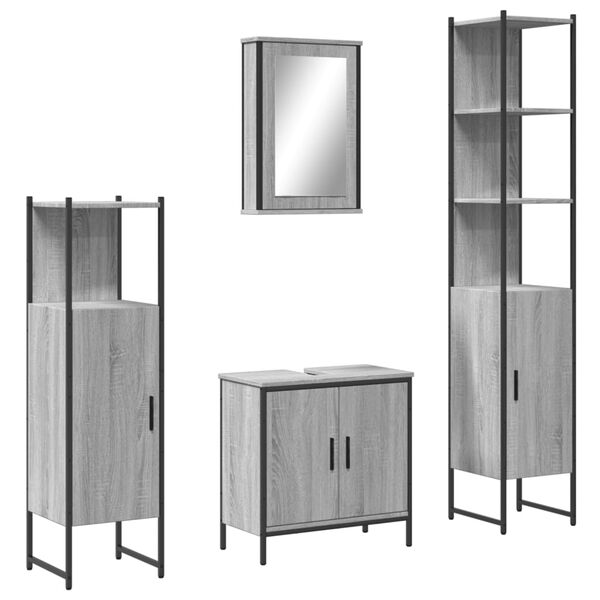 vidaXL Bathroom Furniture Set Grey Sonoma