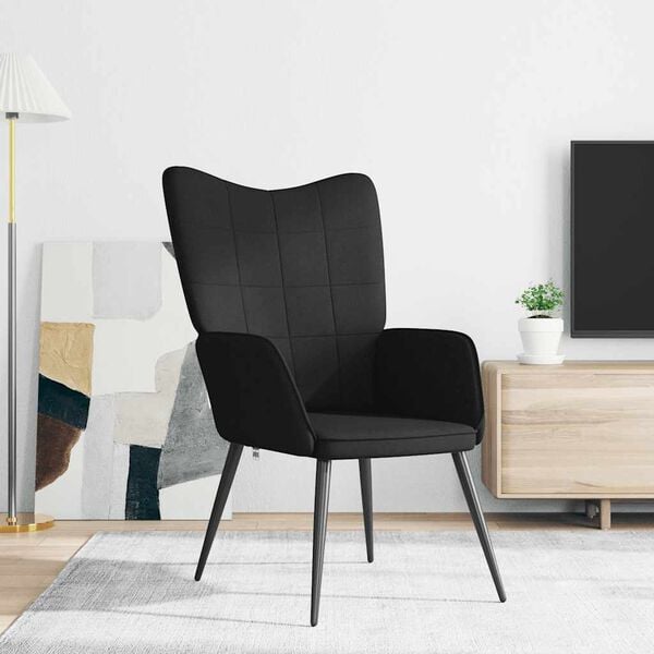 vidaXL Chill Chair Black Fabric (100% polyester), steel Standard Modern