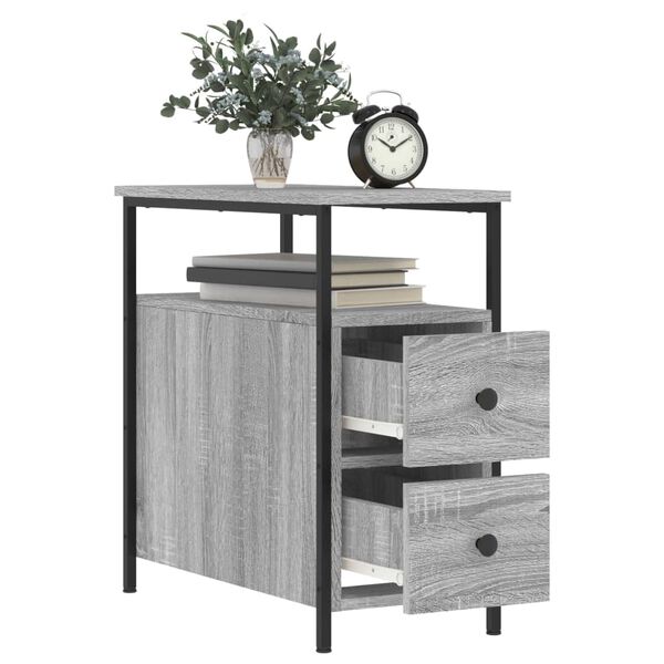 vidaXL Bedside Cabinet Set of 2 Grey Sonoma Engineered wood, iron