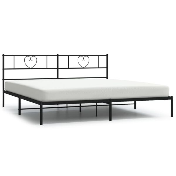 vidaXL Metal Bed Frame without Mattress with Headboard Black 78.7"x78.7"