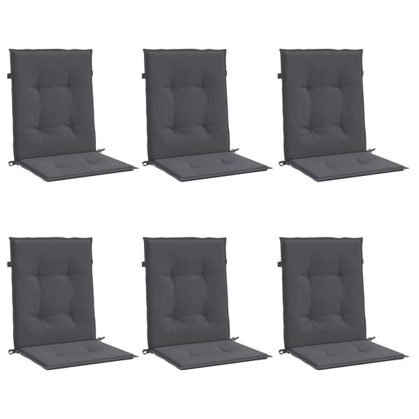vidaXL Lowback Chair Cushion Set of 6 Anthracite