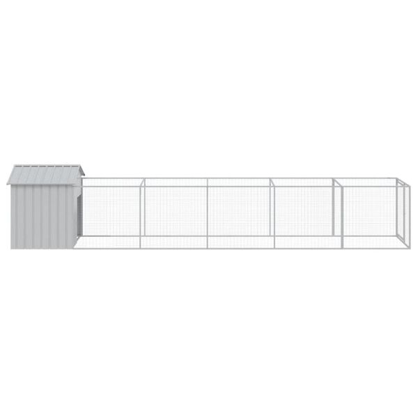 vidaXL Dog House Light Grey Galvanized Steel 46.1 x 240.2 x 48.4 in