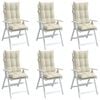 vidaXL Highback Chair Cushion Set of 6 Cream