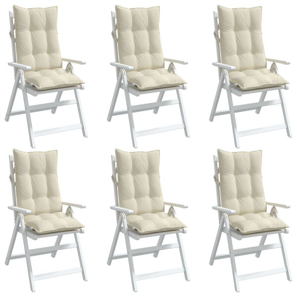 vidaXL Highback Chair Cushion Set of 6 Cream