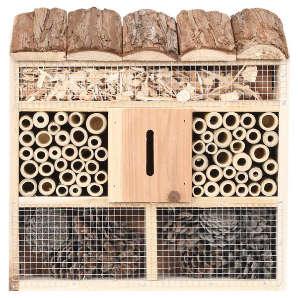 vidaXL Insect Hotel Natural wood Firwood, Pine cones, Bamboo Small