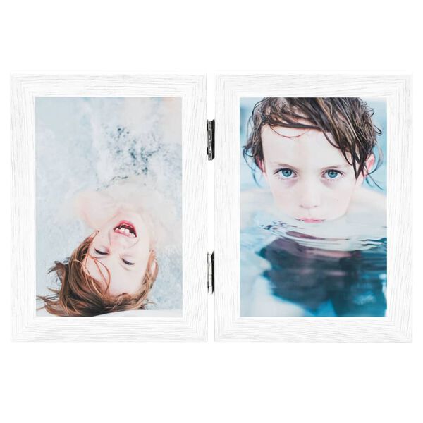 vidaXL Bifold Photo Frame White MDF, PS (polystyrene) 3.9 x 5.9 in