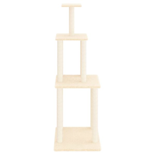 vidaXL Cat Tree Cream Engineered wood, plush, sisal 58.7 in Cat Tree