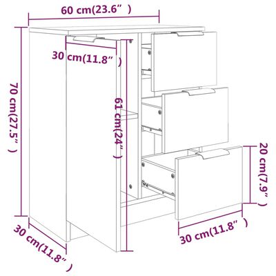 vidaXL Sideboard Gray Sonoma 23.6"x11.8"x27.6" Engineered Wood