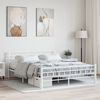 vidaXL Bed Frame White Metal, Plywood Full Durable Bed Frame
