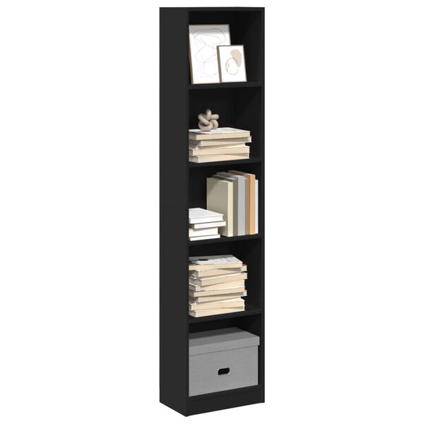 vidaXL Bookcase Black Engineered Wood Tall Bookcase Rectangular