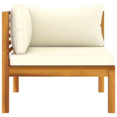 vidaXL 2-Seater Patio Sofa with Cream Cushion Solid Acacia Wood
