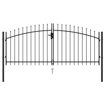 vidaXL Fence Gate Double Door with Spike Top Steel 9.8'x4.1' Black