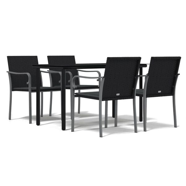 vidaXL Garden Dining Set Black, Dark Grey