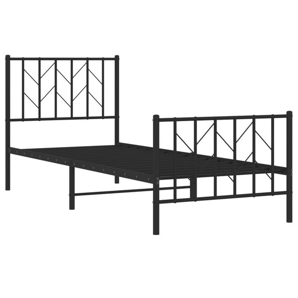 vidaXL Bed Frame Black Powder-Coated Steel Single Bed Frame