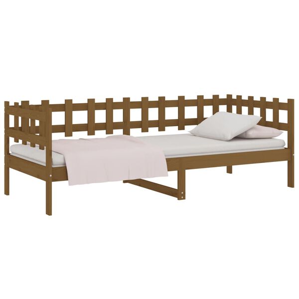 vidaXL Day Bed Honey Brown Solid Pine Wood Single