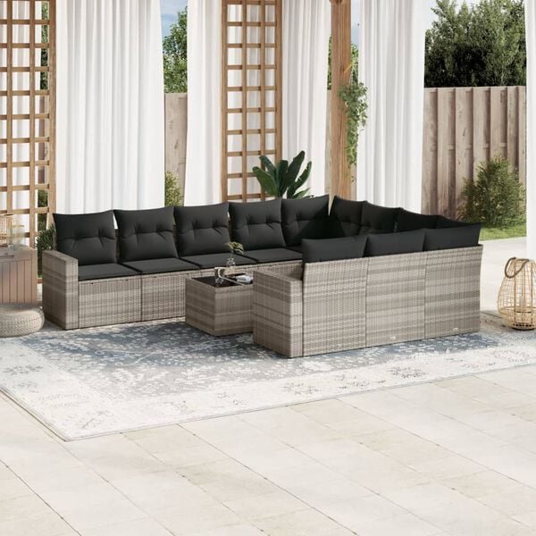 vidaXL Garden Sofa Set Light Grey, Dark Grey