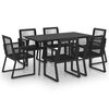 vidaXL Dining Set Black PVC rattan, powder-coated steel, glass