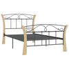 vidaXL Bed Frame Black and natural wood Powder-coated metal, solid oak wood