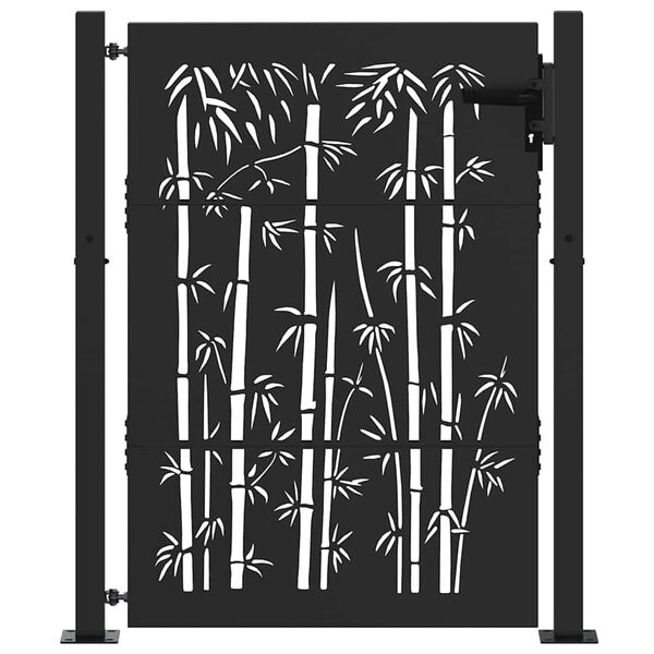 vidaXL Garden Gate 39.4x59.1" Corten Steel Bamboo Design