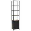 vidaXL Bookcase Black and Natural Wood Solid Firwood, Steel Tall