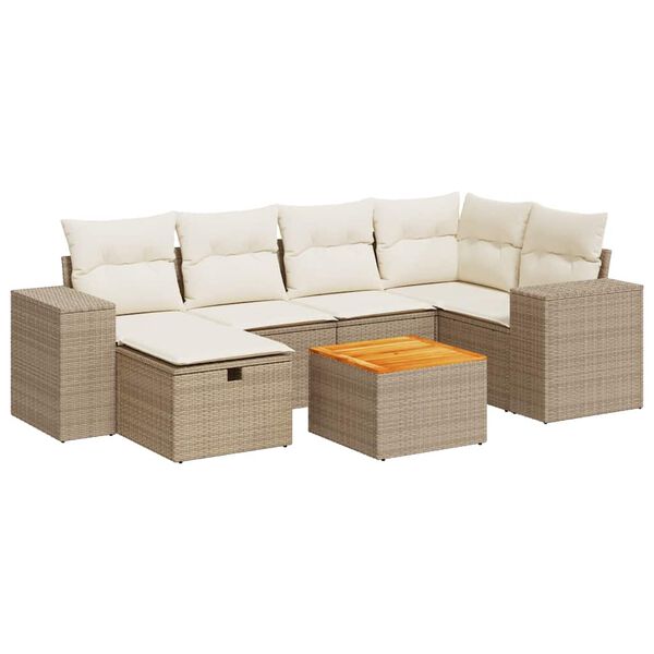 vidaXL Garden Sofa Set Beige PE rattan Large Modular Garden Sofa Set