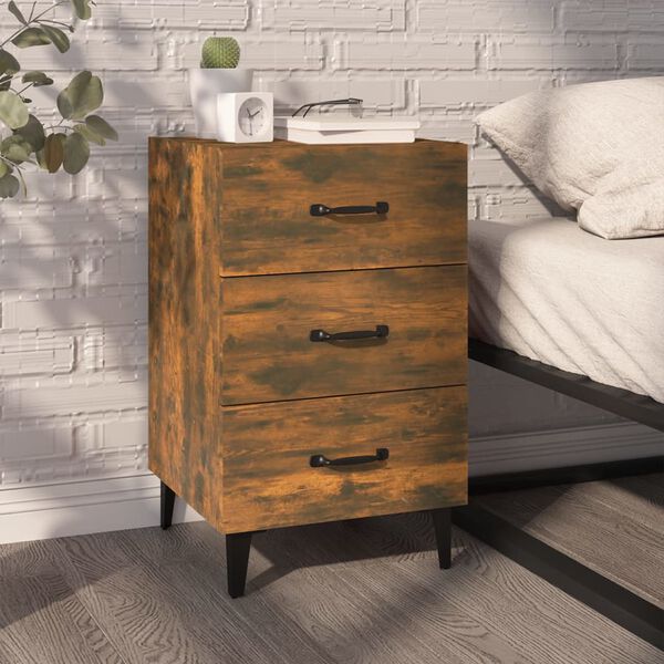 vidaXL Bedside Cabinet Smoked Oak Engineered wood, metal Standard