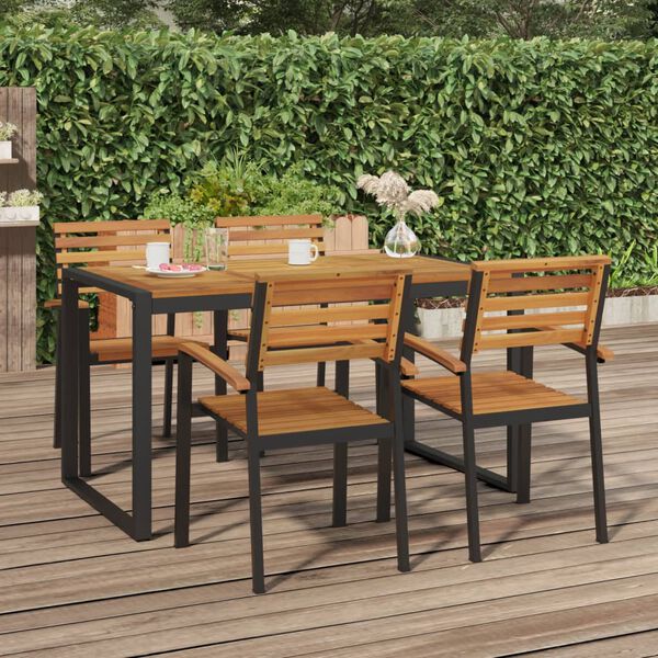 vidaXL Stackable Garden Chair Set of 4 Brown, Black
