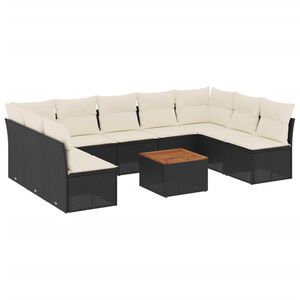 vidaXL Garden Sofa Set Black,Cream white