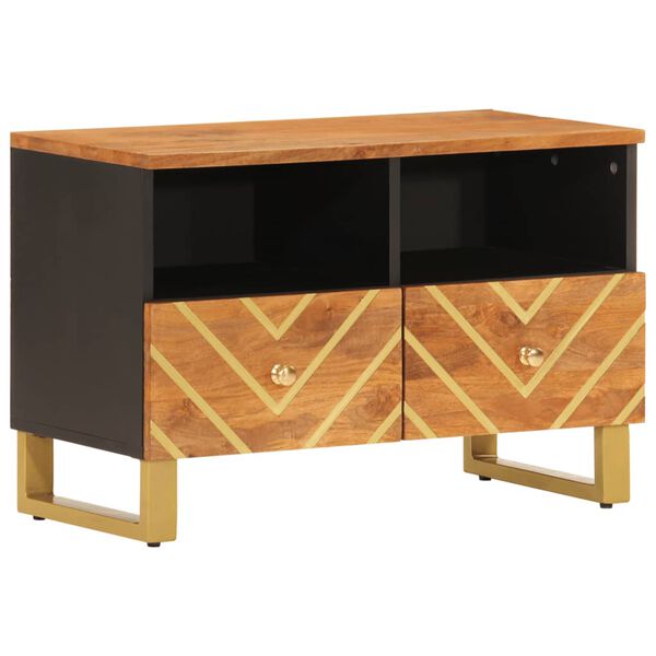 vidaXL TV Cabinet Brown and Black Solid mango wood, MDF, iron