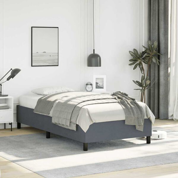 vidaXL Bed Frame Dark grey Velvet (100% polyester), plywood, engineered wood