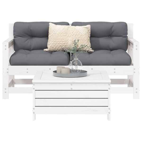 vidaXL Garden Sofa Set White Solid pine wood 3 Piece Set