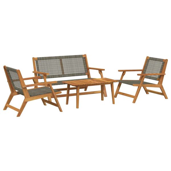 vidaXL Garden Chairs with Table 4 pcs Gray 35.4" x 17.7" x 15.7