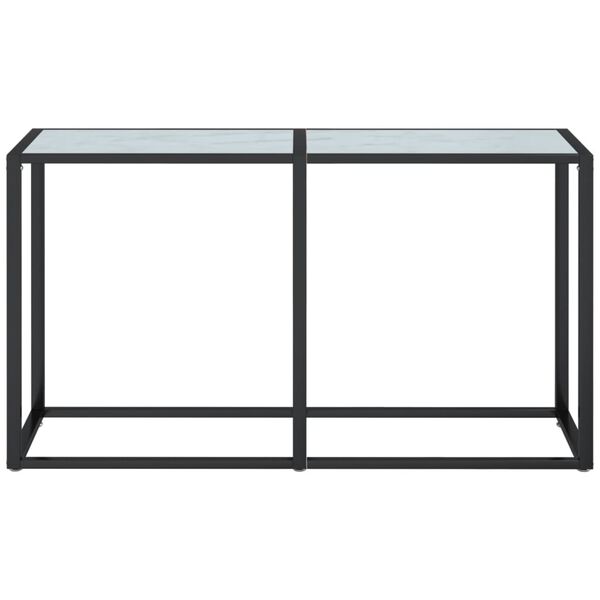 vidaXL Console Table White marble Toughened glass Large Modern