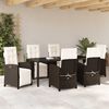 vidaXL Garden Dining Set with Cushion 7 pcs Brown Poly Rattan