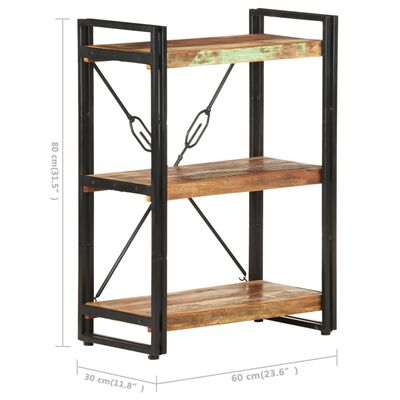 vidaXL 3-Tier Bookcase 23.6"x11.8"x31.5" Solid Reclaimed Wood