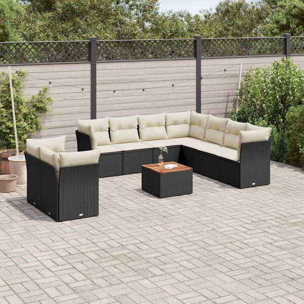 vidaXL Garden Sofa Set Black PE rattan Medium Modular Garden Sofa Set