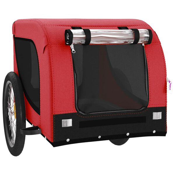 vidaXL Pet Bike Trailer Red and Black Oxford fabric, iron, PVC Small