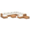vidaXL 12 Piece Patio Lounge Set with Cream Cushion Solid Teak Wood
