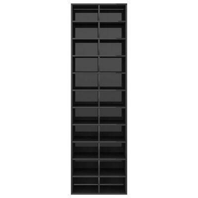 vidaXL Shoe Cabinet High Gloss Black 21.3"x13.4"x72" Engineered Wood