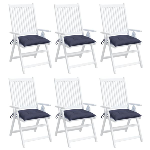 vidaXL Chair Cushion Set of 6 Navy Blue Oxford fabric (100% polyester)