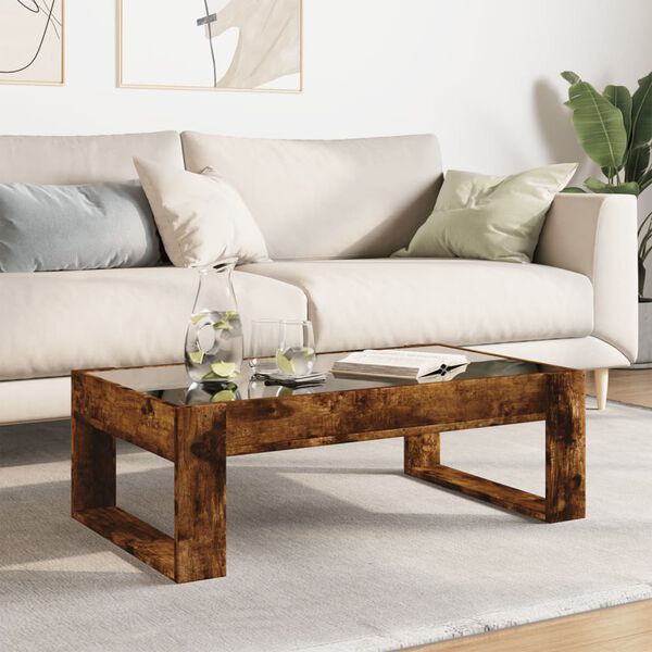 vidaXL Coffee Table Smoked Oak Engineered Wood Coffee Table Rectangular
