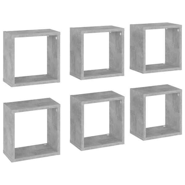 vidaXL Cube Shelf Set of 6 Concrete grey Engineered wood