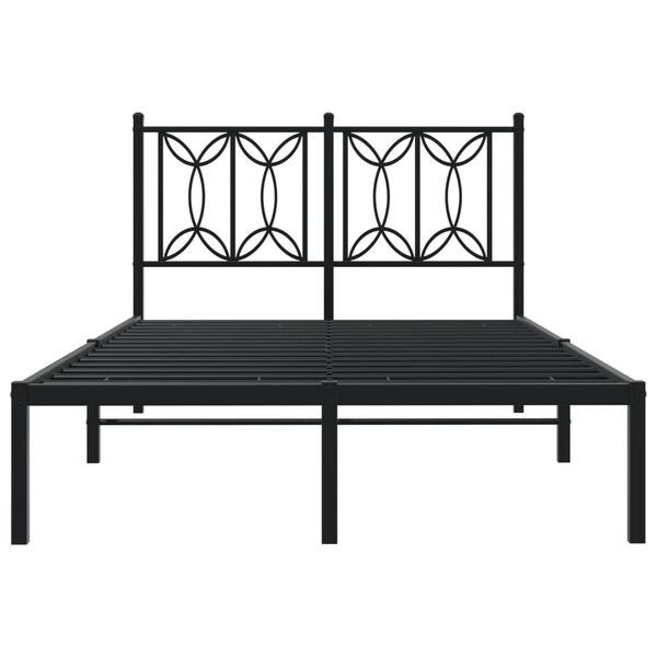 vidaXL Bed Frame Black Steel 47.2x78.7 in Bed Frame Rectangular
