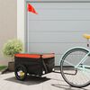vidaXL Bike Trailer Black and Orange 66.1 lb Iron
