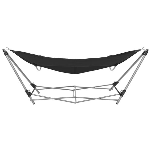 vidaXL Hammock Black Powder-coated steel Compact Foldable Hammock