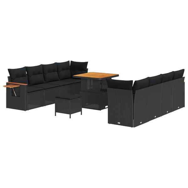 vidaXL Garden Sofa Set with Cushion 11 pcs Black 31.5" x 31.5" x 28