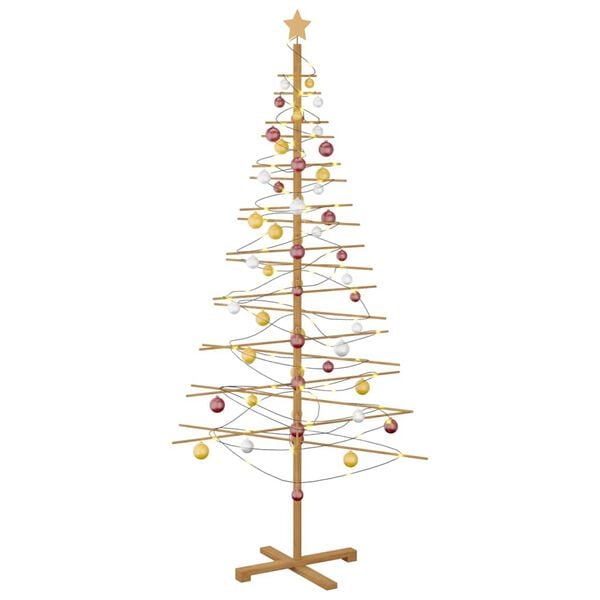vidaXL Wooden Christmas Tree with Stand Brown 82.7" bamboo