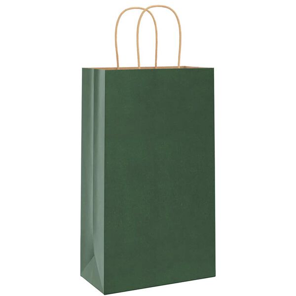 vidaXL Paper Bags 250 pcs with Handles Green 21x11x36 cm