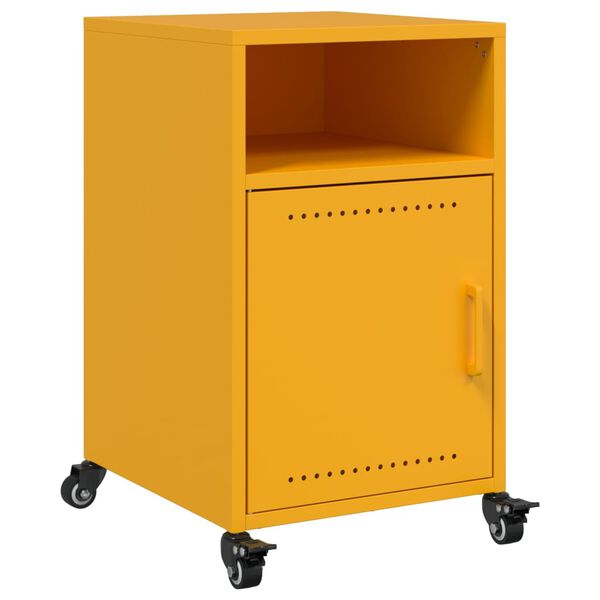 vidaXL Bedside Cabinet Mustard Yellow Cold-Rolled Steel Compact Storage